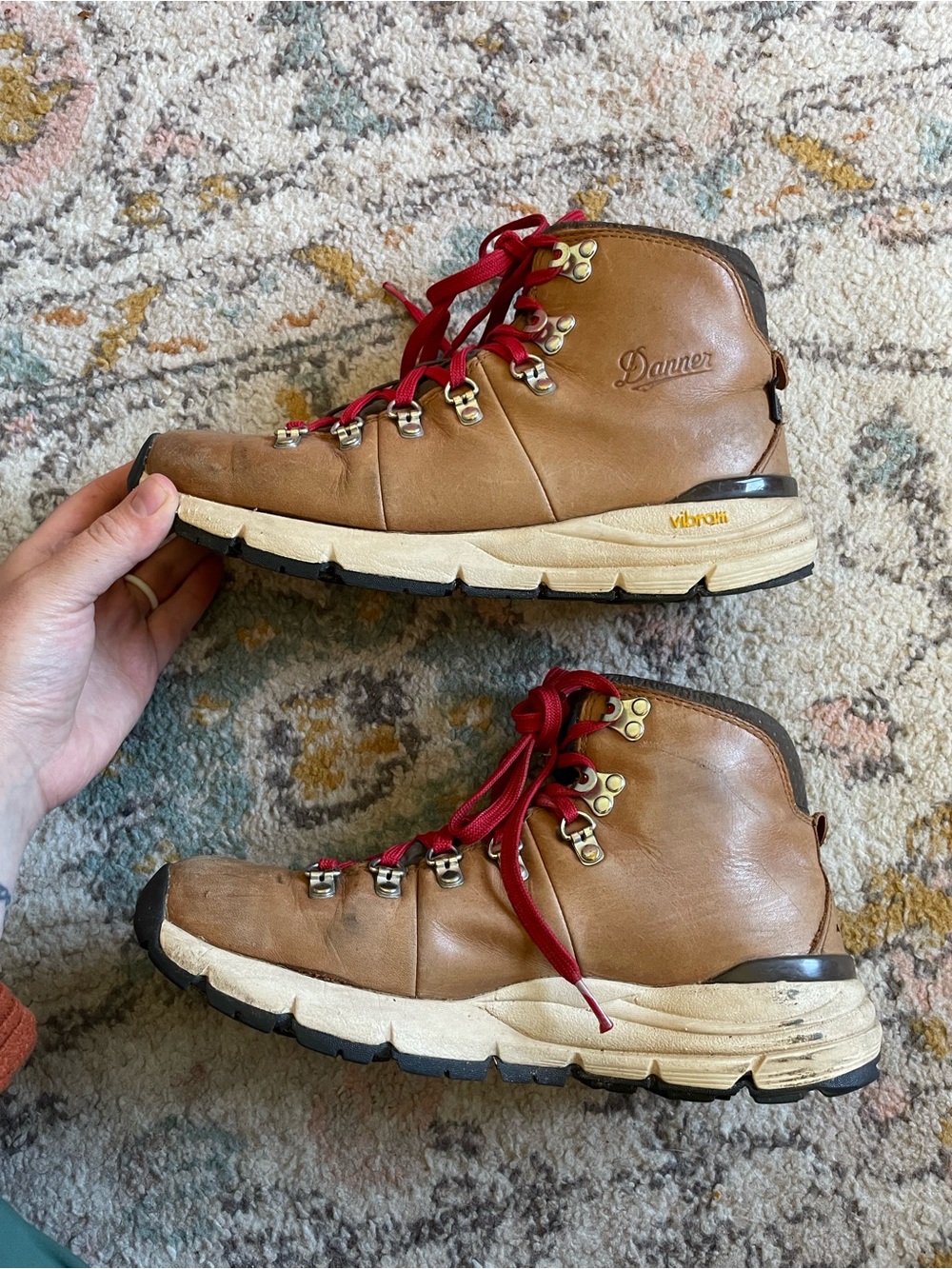 Danner Brown Leather Hiking Boots with Red Laces